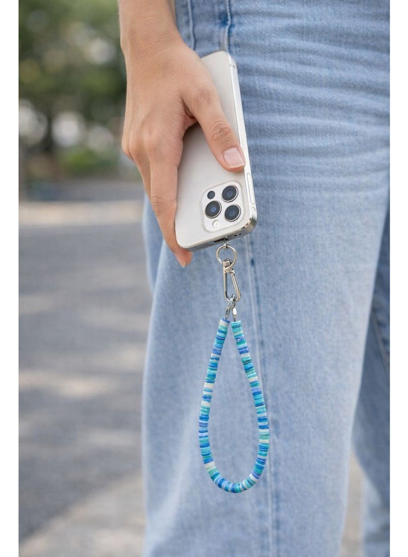 Universal Beaded Phone Lanyard Wrist Strap - Colorful Heishi Polymer Clay Mobile Chain - Anti-Lost Hand Holder with Transparent Patch for iPhone, Samsung, & All Smartphones - Trendy Boho Accessories - Image 2